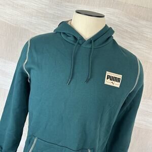 Puma Patched Up Men's Large Hoodie Malachite Teal Green Pullover Sweatshirt L